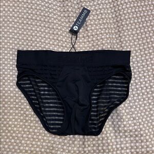 Men's Black Sheer Stripe Briefs
